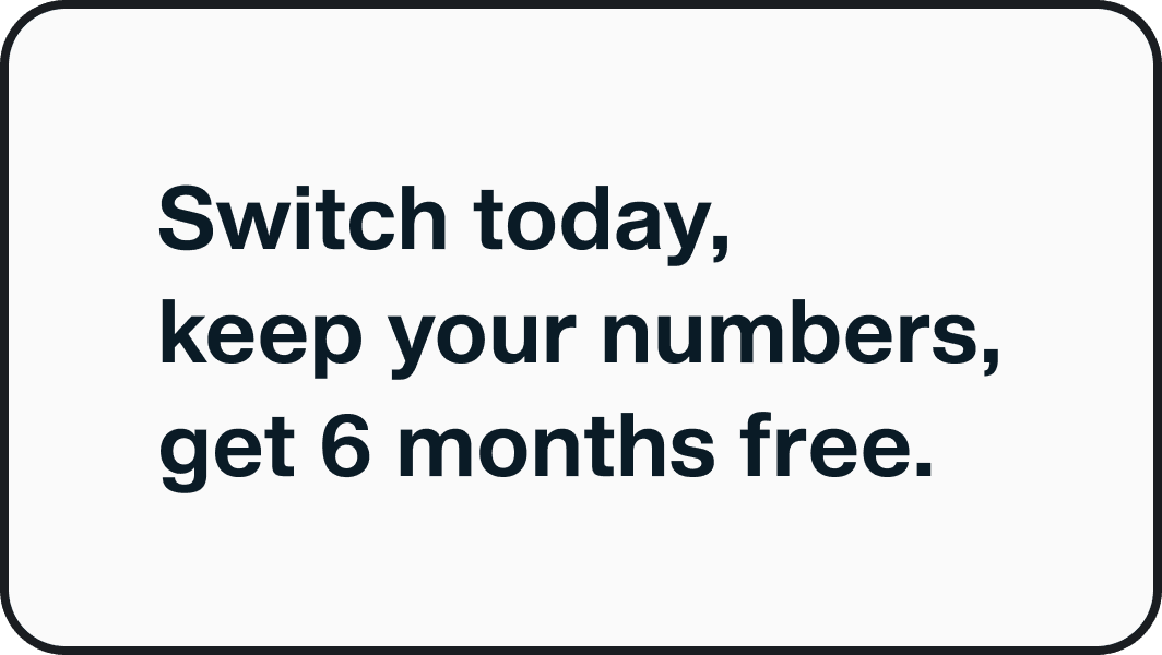 Promo for new VoIP customers if they switch and port their numbers, they get 6 months of free service.