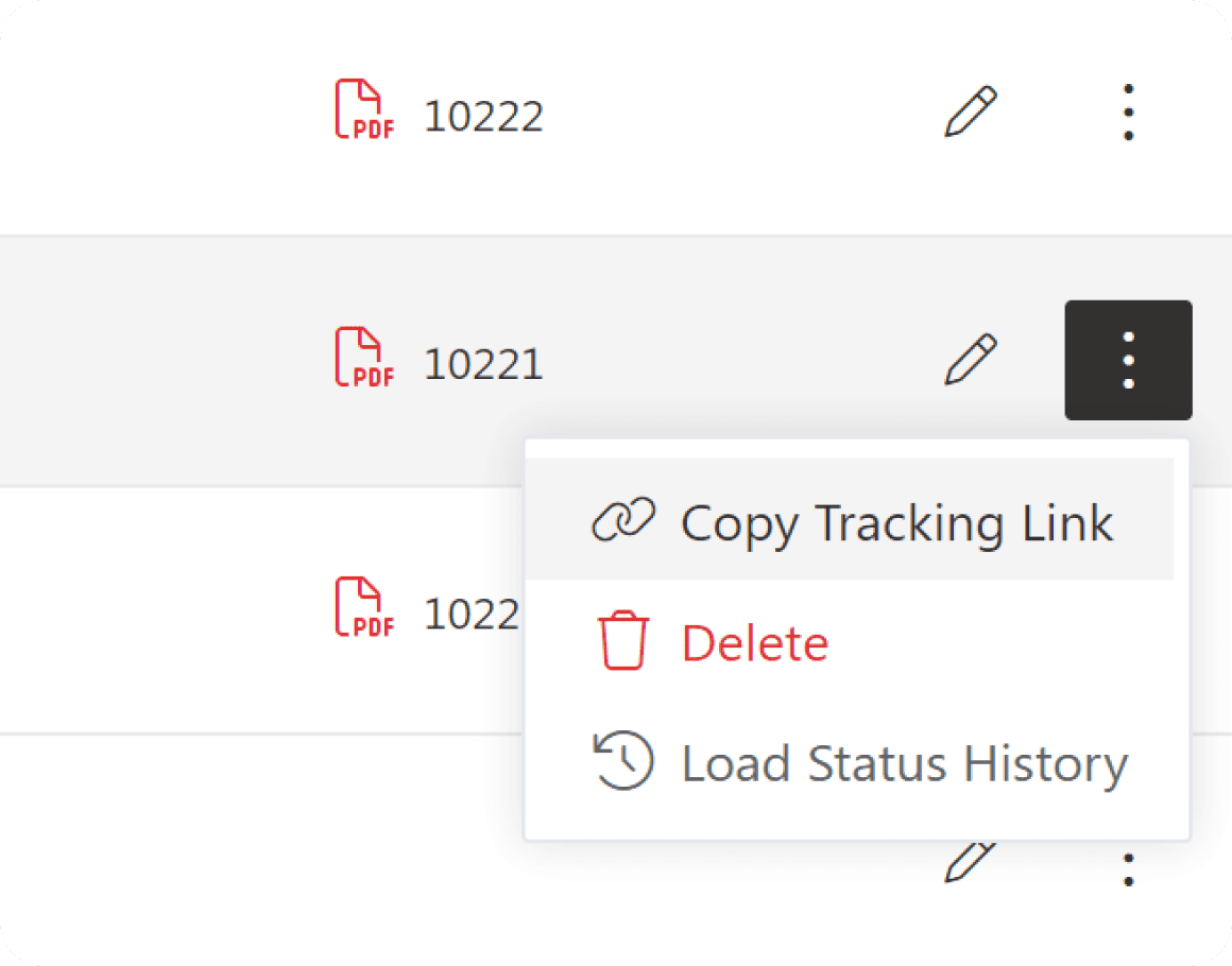 TMS customer tracking screenshot with branded link sharing option for real-time load visibility and shipment updates