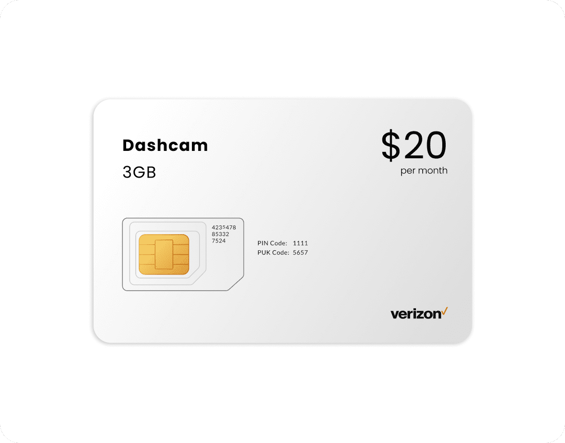 Trucking Dashcam Data Plan with SIM shown.