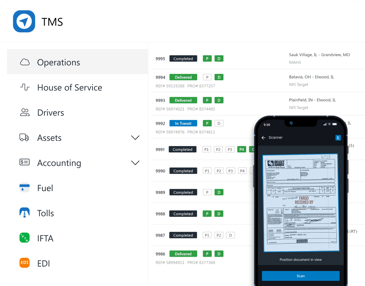 Carrier TMS software shown