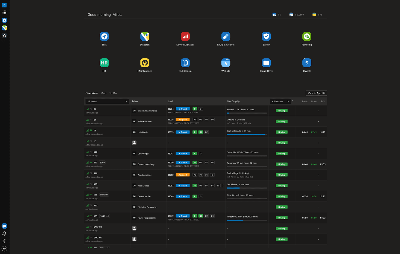 Trucking Hub Dashboard